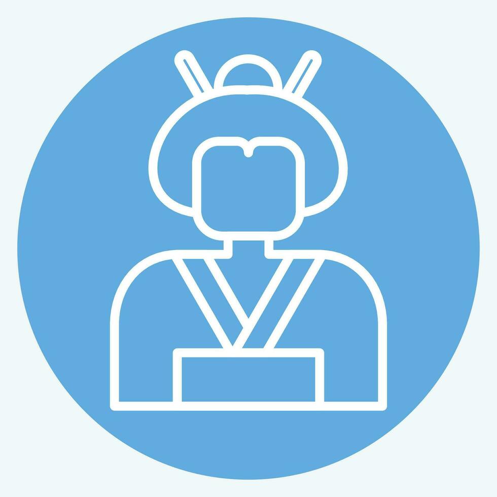 Icon Geisha. related to Sakura Festival symbol. blue eyes style. simple design editable. simple illustration vector