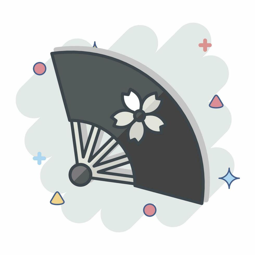 Icon Fan 2. related to Sakura Festival symbol. comic style. simple design editable. simple illustration vector