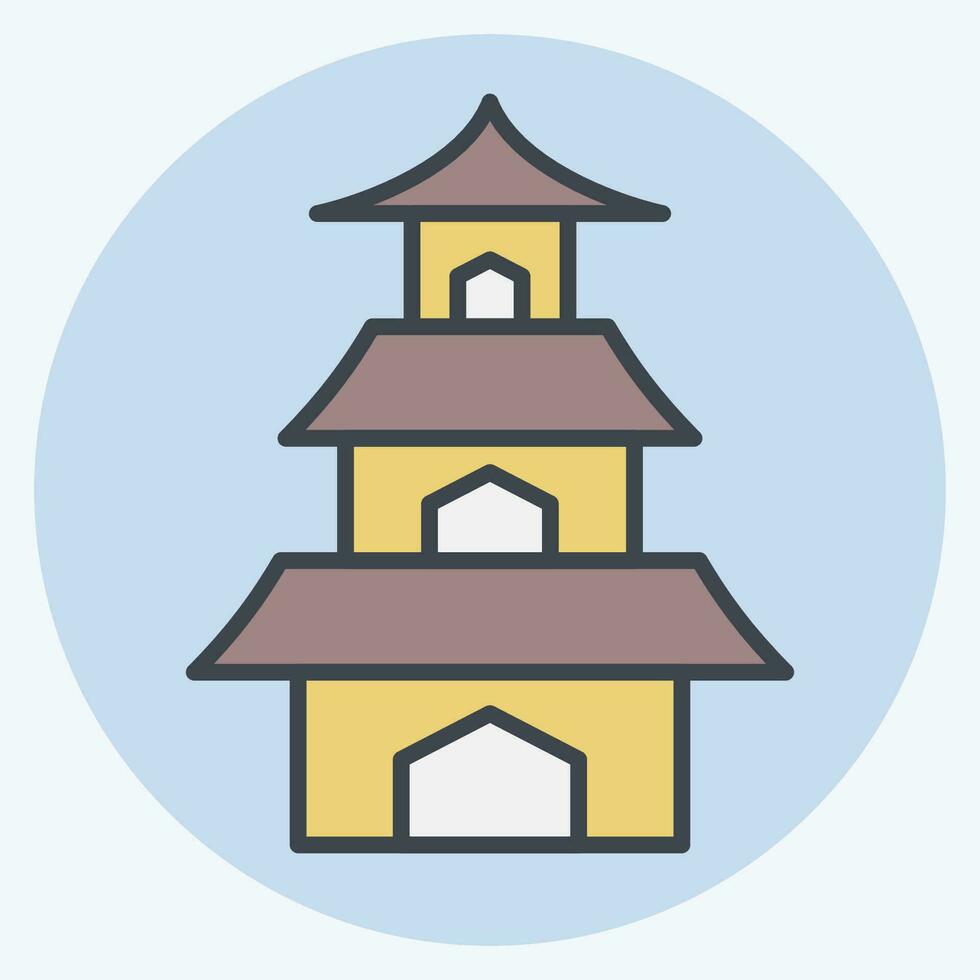 Icon Temple. related to Sakura Festival symbol. color mate style. simple design editable. simple illustration vector