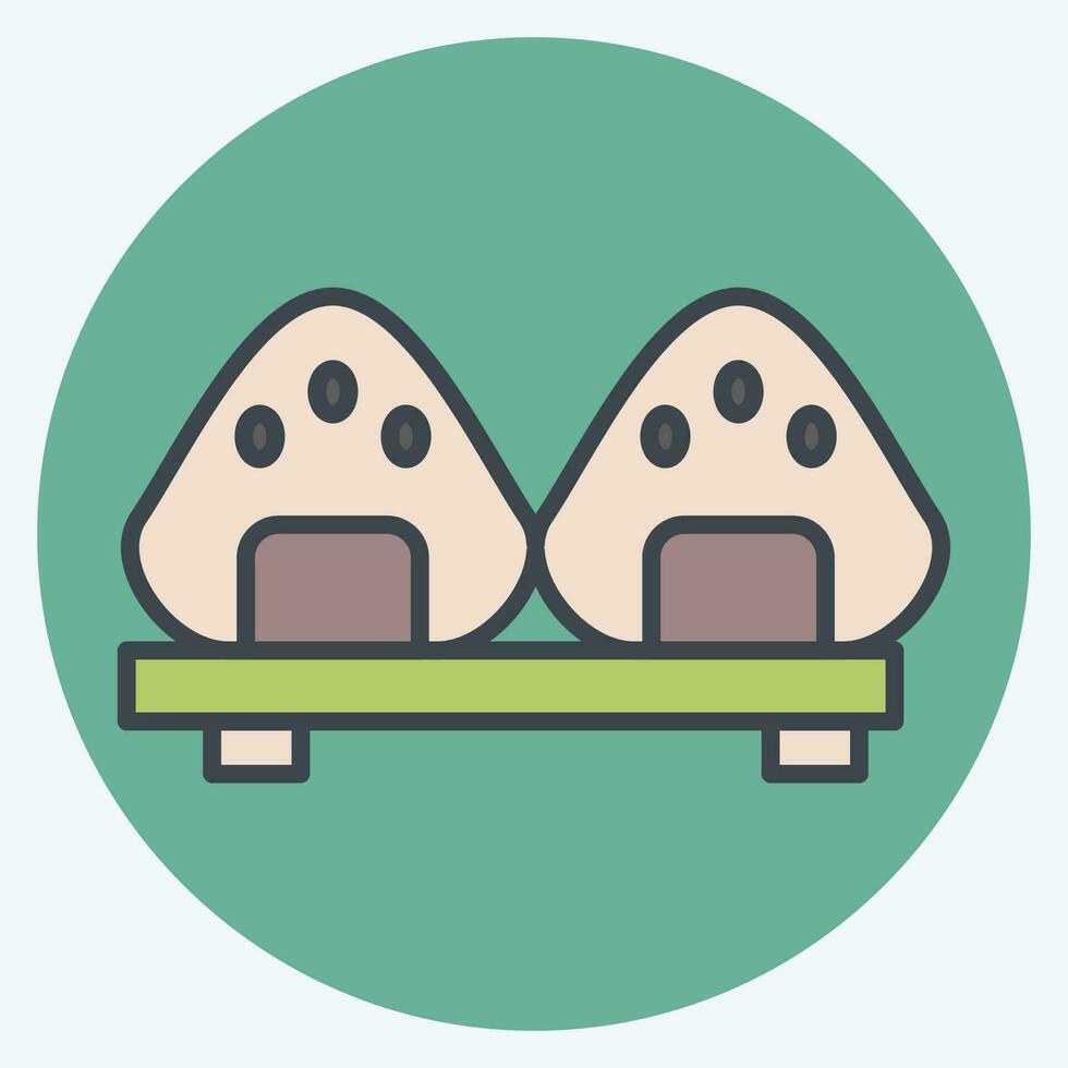 Icon Onigiri. related to Sakura Festival symbol. color mate style. simple design editable. simple illustration vector