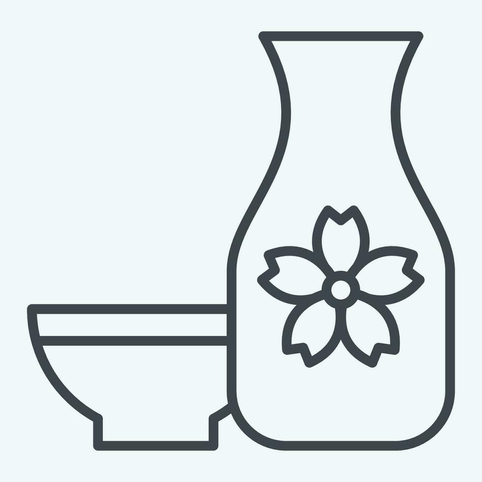 Icon Sake. related to Sakura Festival symbol. line style. simple design editable. simple illustration vector