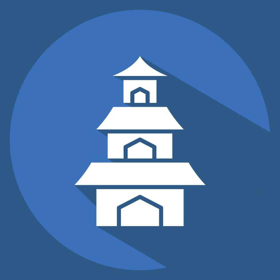 Icon Temple. related to Sakura Festival symbol. long shadow style. simple design editable. simple illustration vector