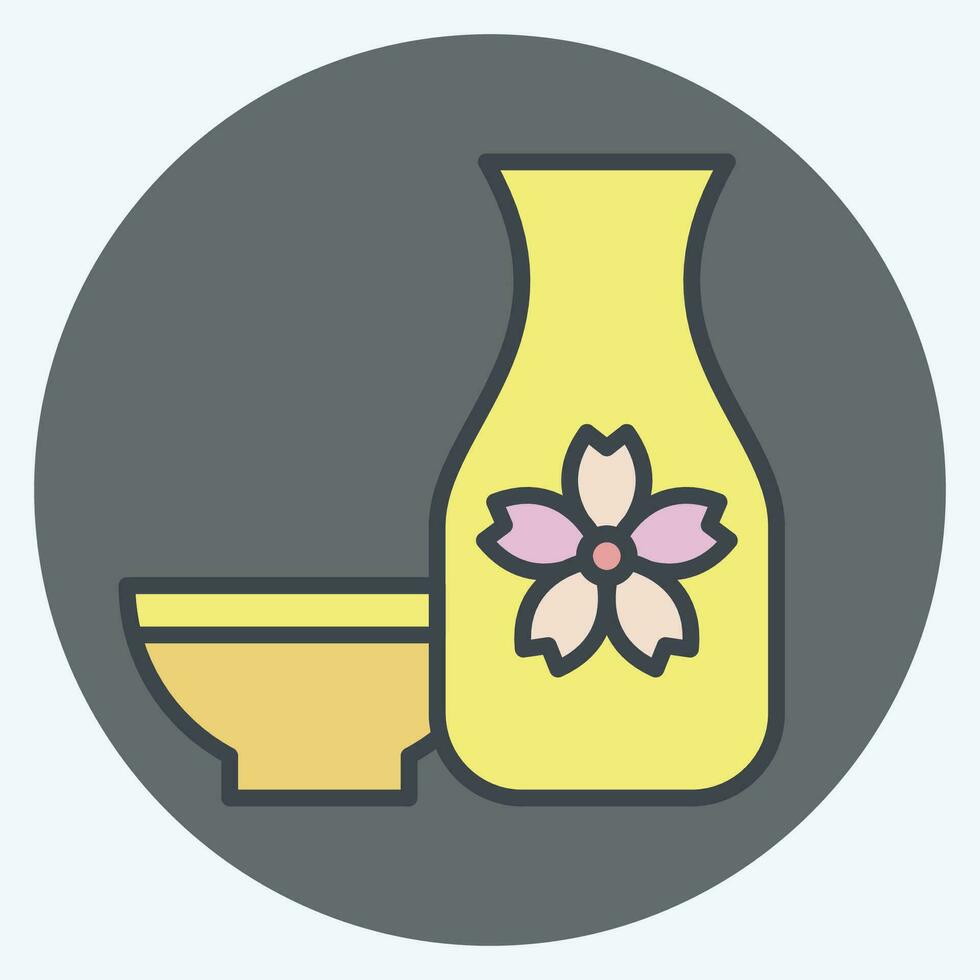 Icon Sake. related to Sakura Festival symbol. color mate style. simple design editable. simple illustration vector