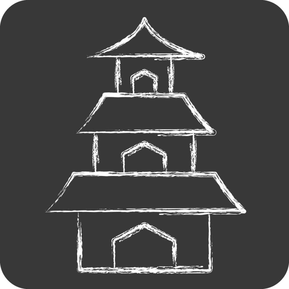 Icon Temple. related to Sakura Festival symbol. chalk Style. simple design editable. simple illustration vector