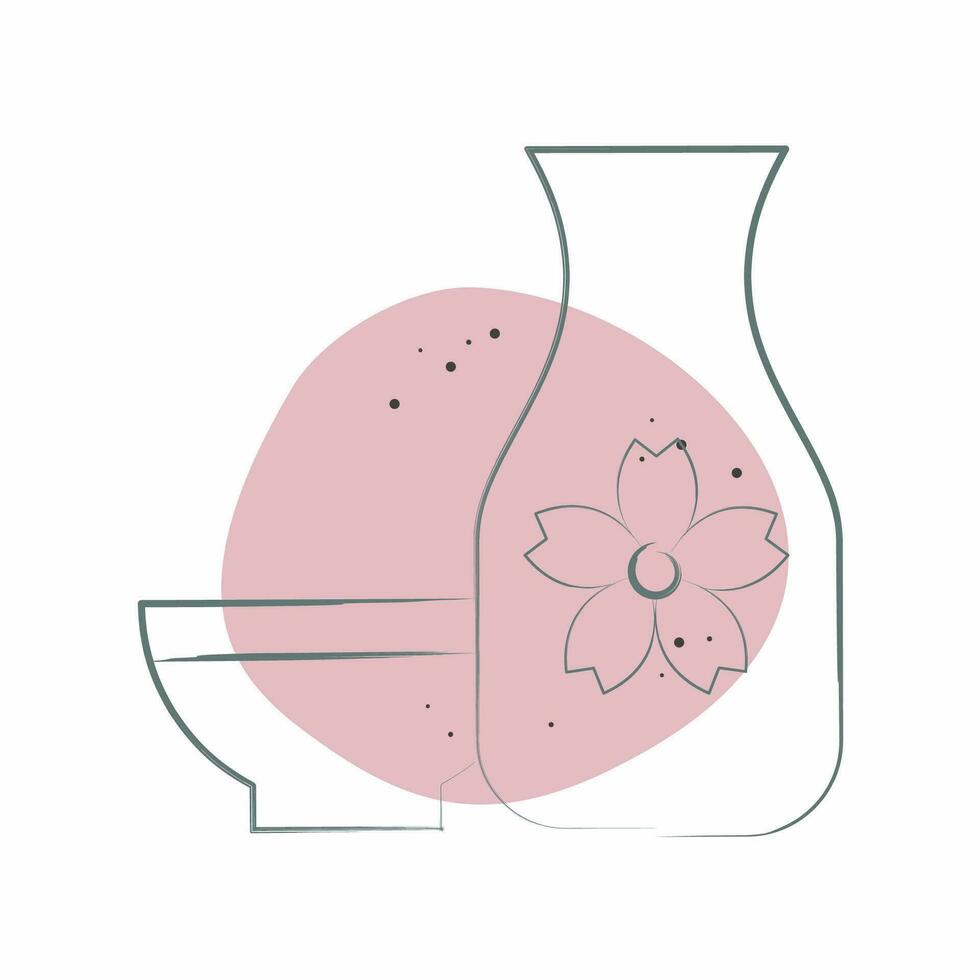 Icon Sake. related to Sakura Festival symbol. Color Spot Style. simple design editable. simple illustration vector