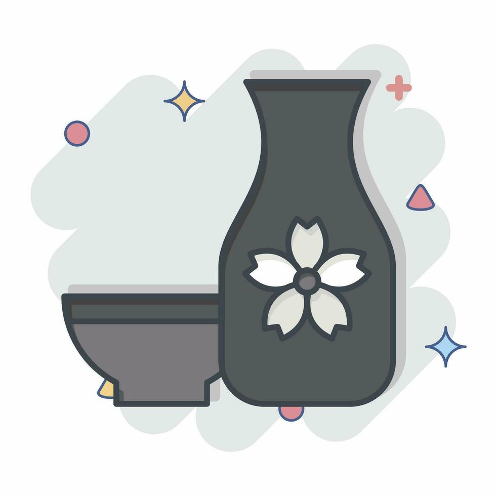 Icon Sake. related to Sakura Festival symbol. comic style. simple design editable. simple illustration vector