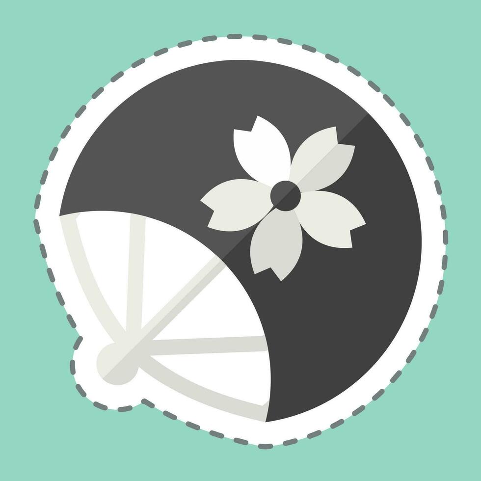 Sticker line cut Fan. related to Sakura Festival symbol. simple design editable. simple illustration vector