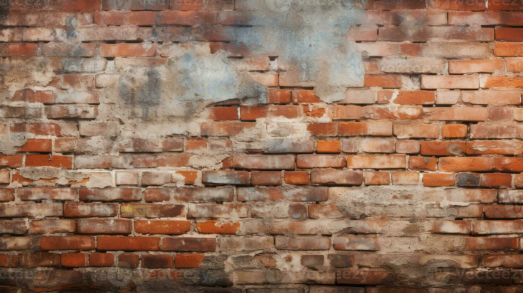 AI generated Background of a brick wall that is fragile and ancient photo