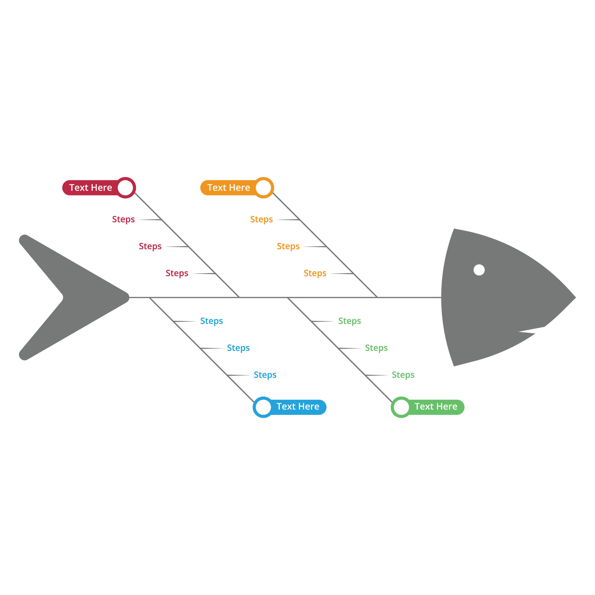 Modern business strategy infographic flowchart in a fishbone shape