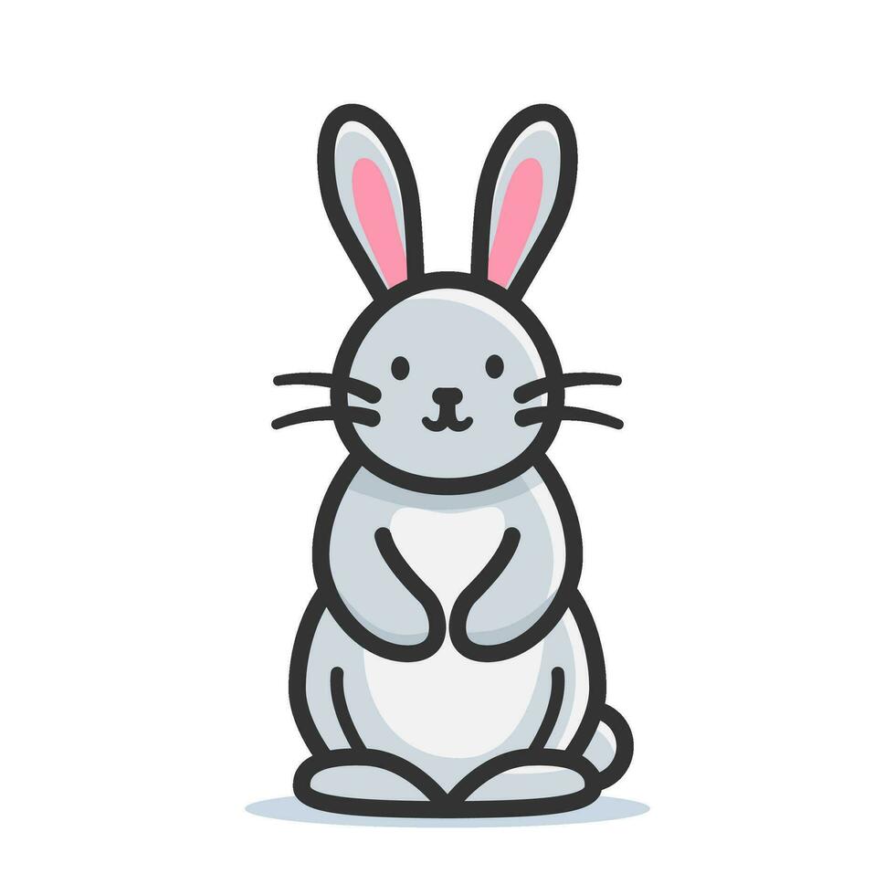 Cute simple bunny colored icon, little rabbit vector illustration.