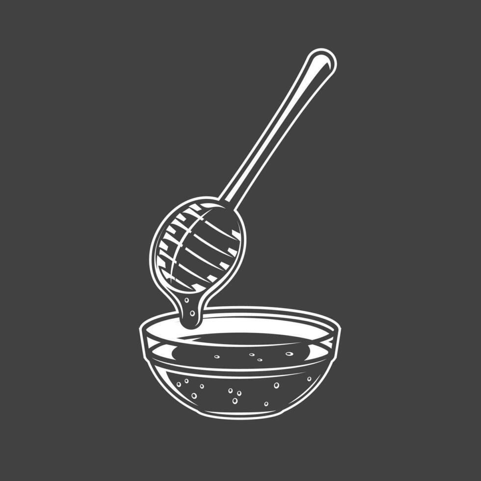 Honey spoon isolated on black background vector