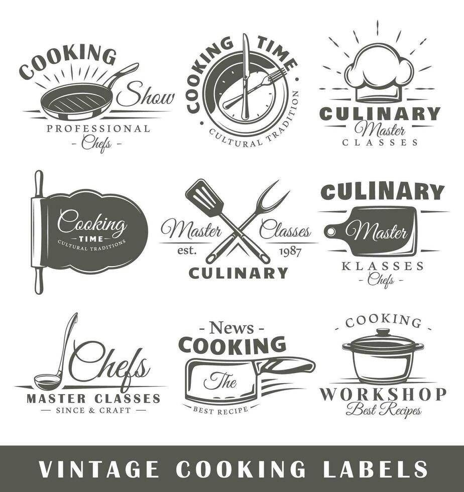 Set of vintage cooking labels vector