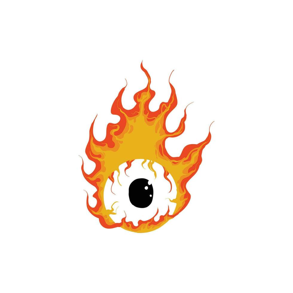 vector illustration of a fiery flaming eyeball