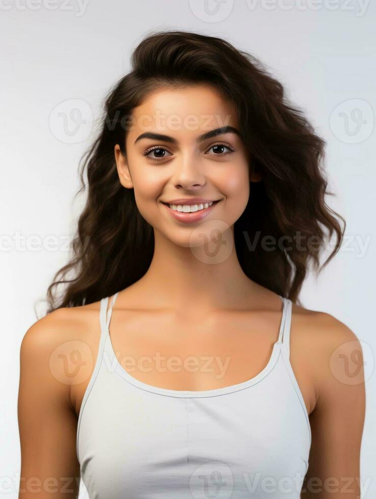 AI generated underwear model photo, beautiful Japanese female model with  pure white skin, as a clothing model photo, beautiful smile expression,  graceful pose, studio photo, isolated white background 36428273 Stock Photo  at