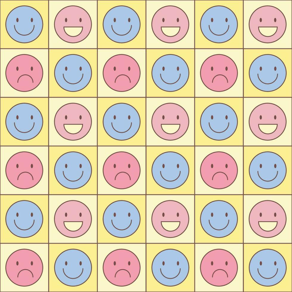 Pattern seamless of colorful emoticon kids retro. Printable for cloth and textile, fabric, texture pattern, wallpaper, cover book. vector