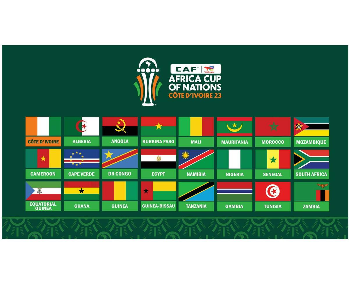 Can Ivory Coast Cup 2023 Flags Countries Teams African Cup Of Nations Football Design vector