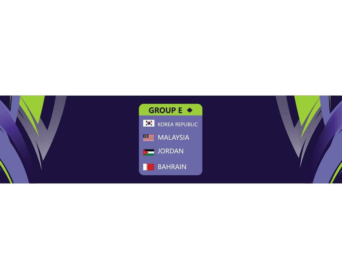 Asian Flags Nations 2023 Group E Countries Asian Football Design vector