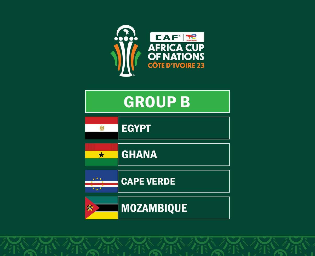 Can Ivory Coast Cup 2023 Group B Flags Countries African Cup Of Nations Football Design Vector
