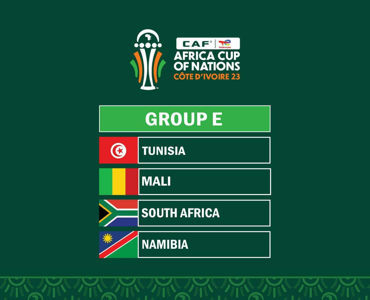 Can Ivory Coast Cup 2023 Group E Flags Countries African Cup Of Nations Football Design Vector
