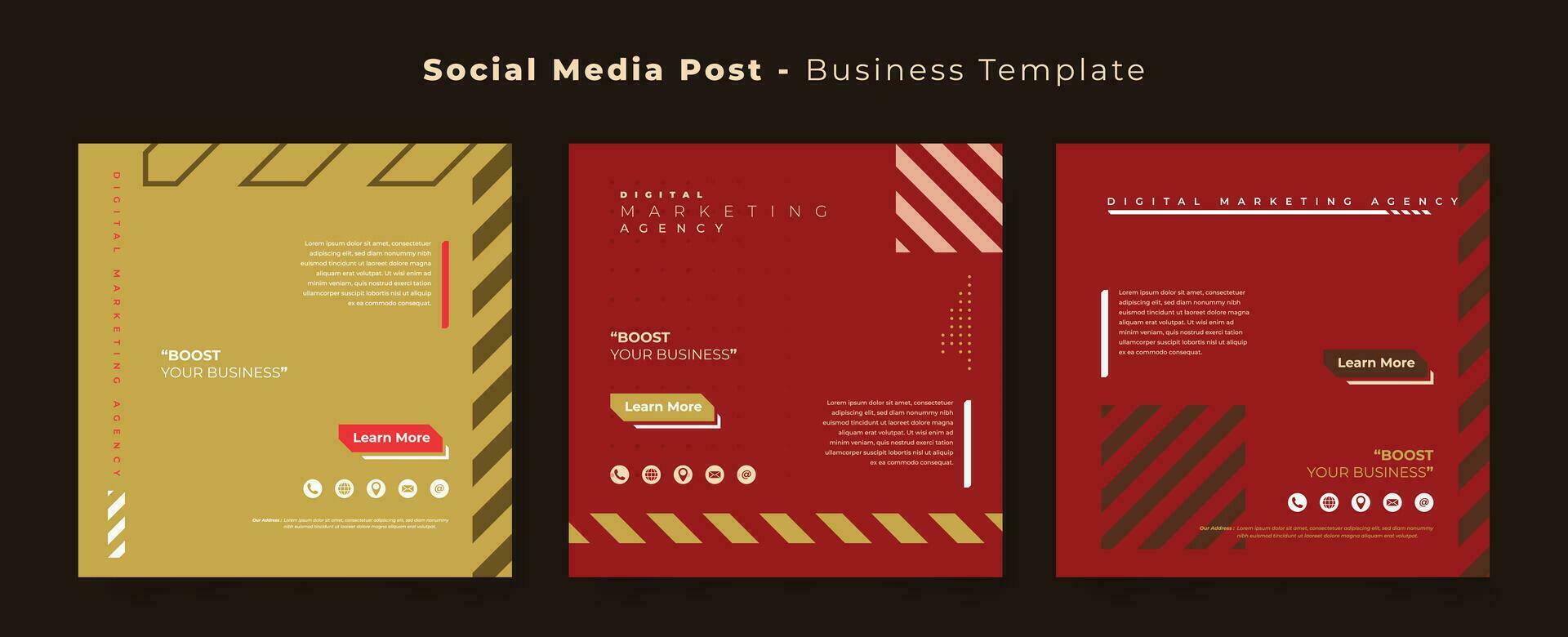 Social media post template for digital marketing design with red yellow sporty background vector