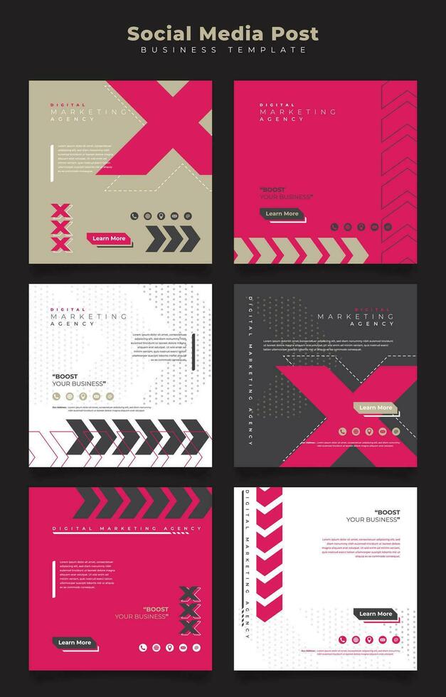 Social media post template in pink black white sporty style background for advertising design vector