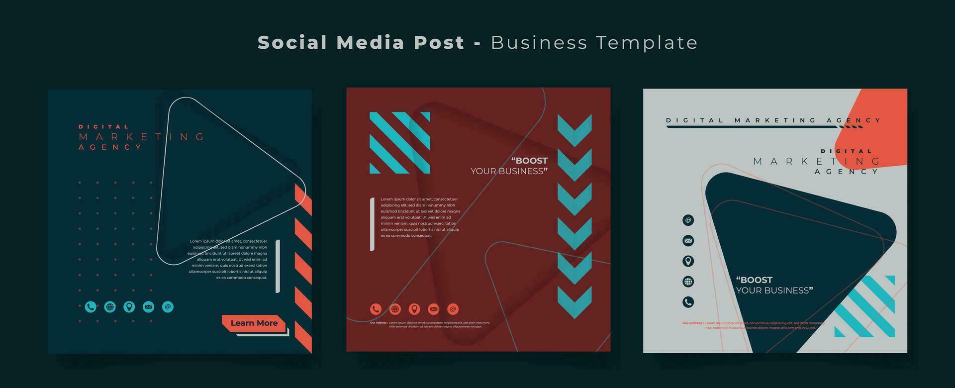 Social media post template in dark red blue and white background with sporty style for advertising vector