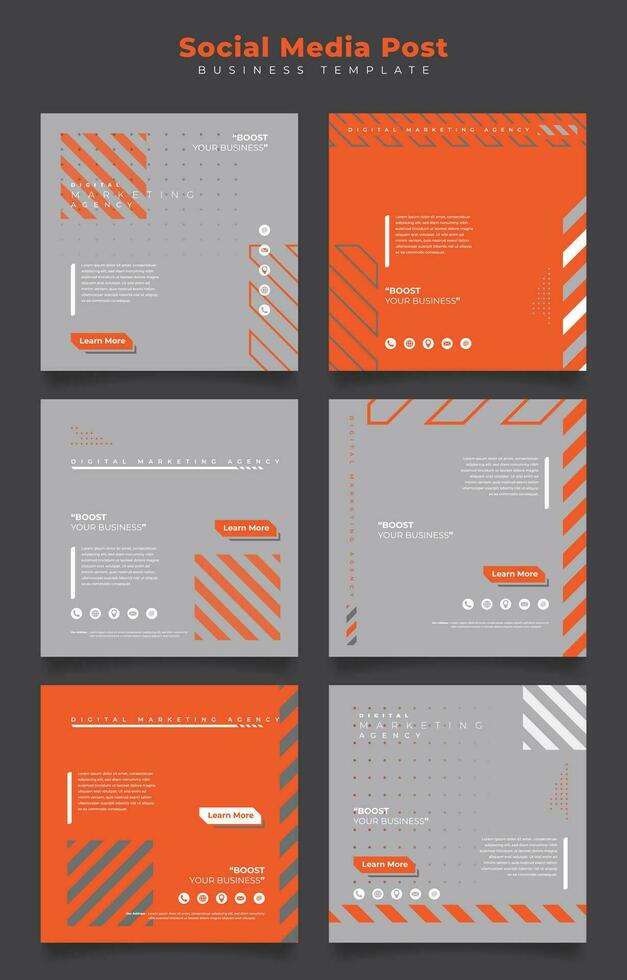 Social media post template with cross line in silver orange background for advertising design vector