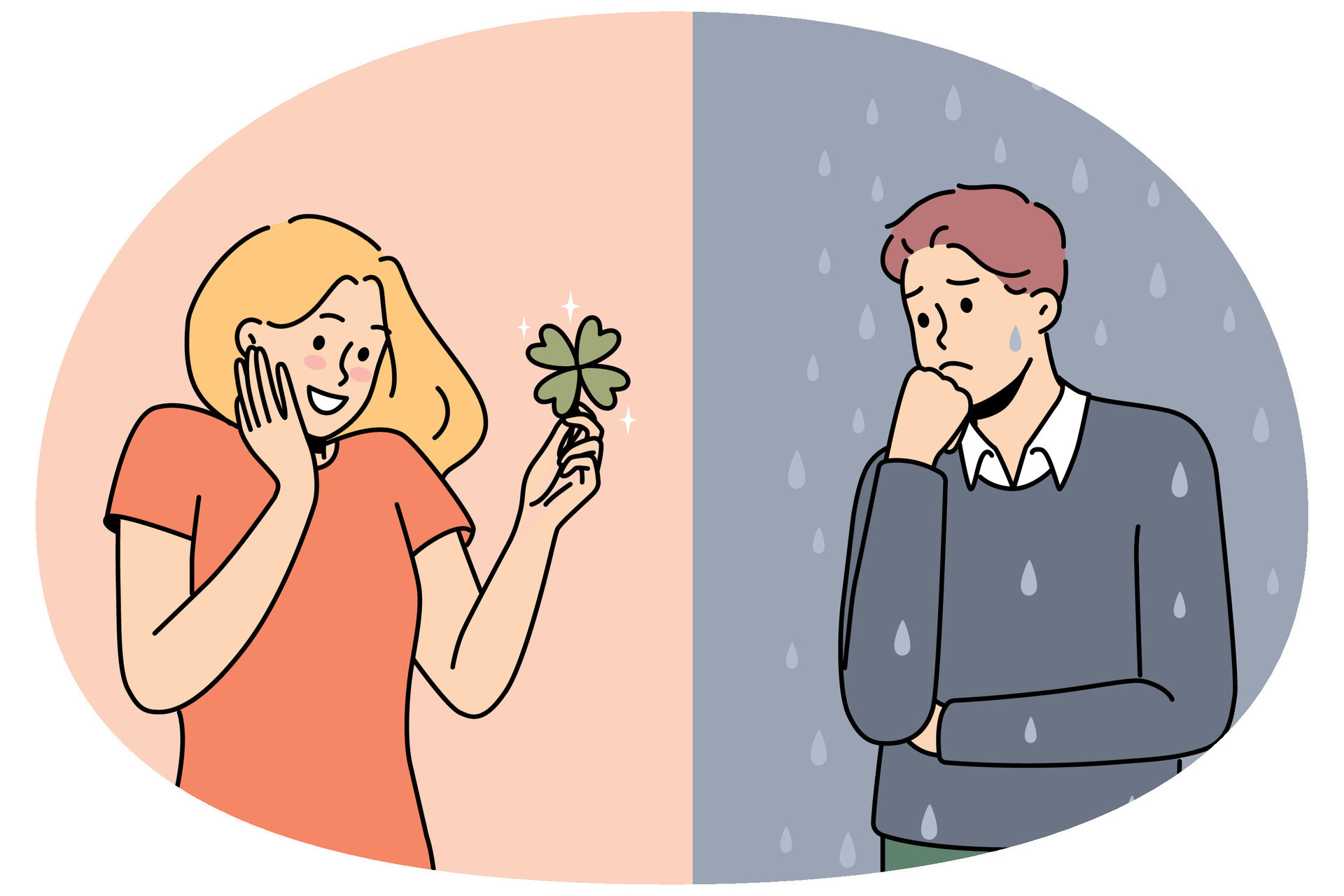 Lucky and unlucky people in life 36443004 Vector Art at Vecteezy