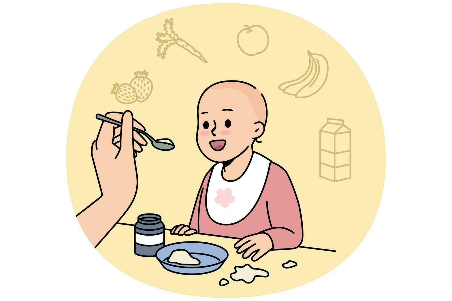 Cute baby getting feed by mom vector