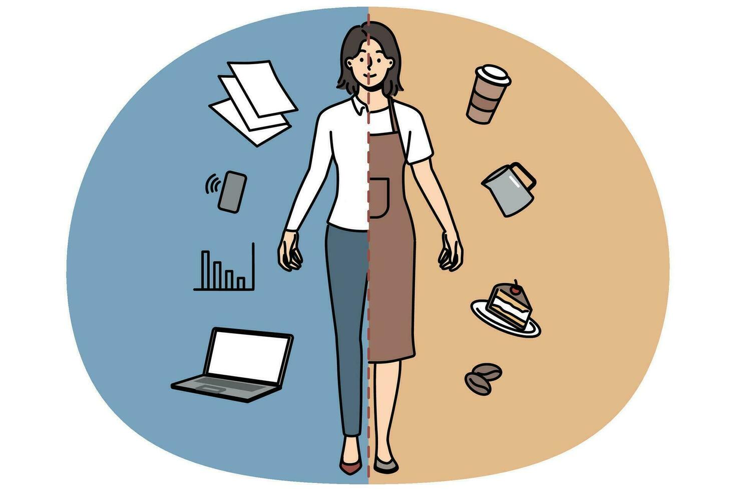 Smiling woman with different occupations vector