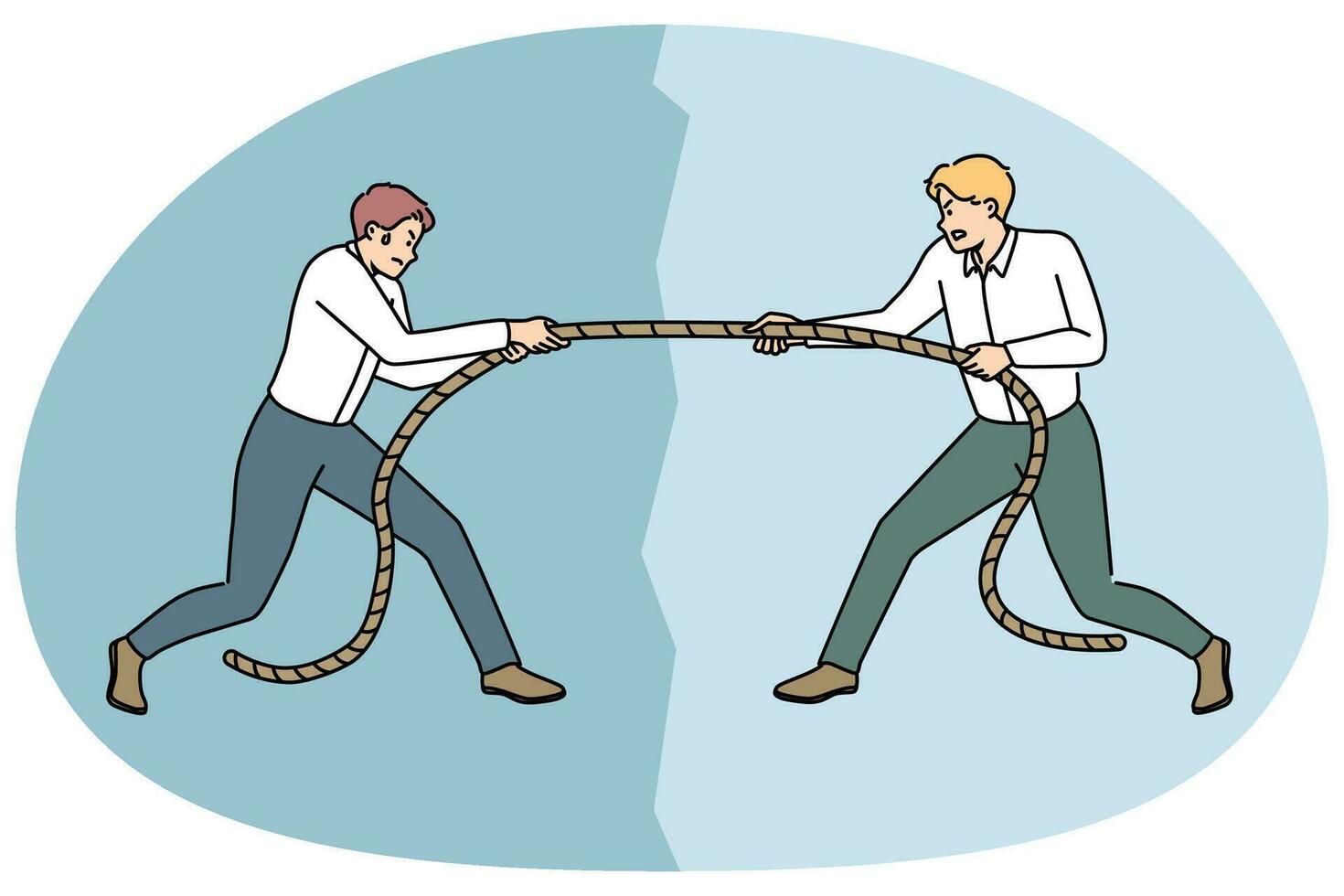 Men competitors pull rope fight for leadership 36443041 Vector Art at  Vecteezy