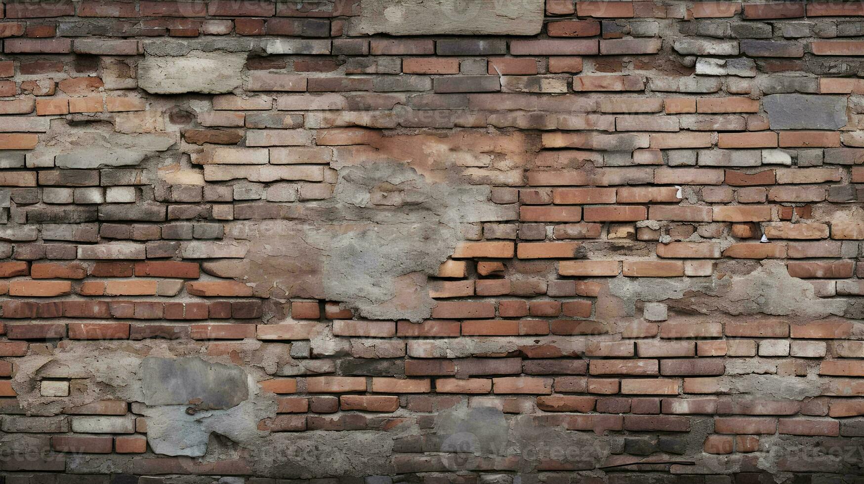 ai generado antecedentes de un ladrillo pared ese es frágil y antiguo foto