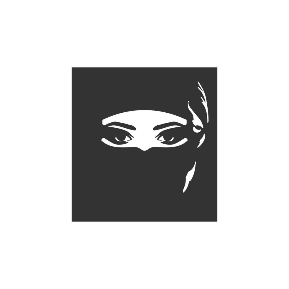 Mysterious Pretty Beauty Woman Girl Lady Female Face with Veil Illustration vector