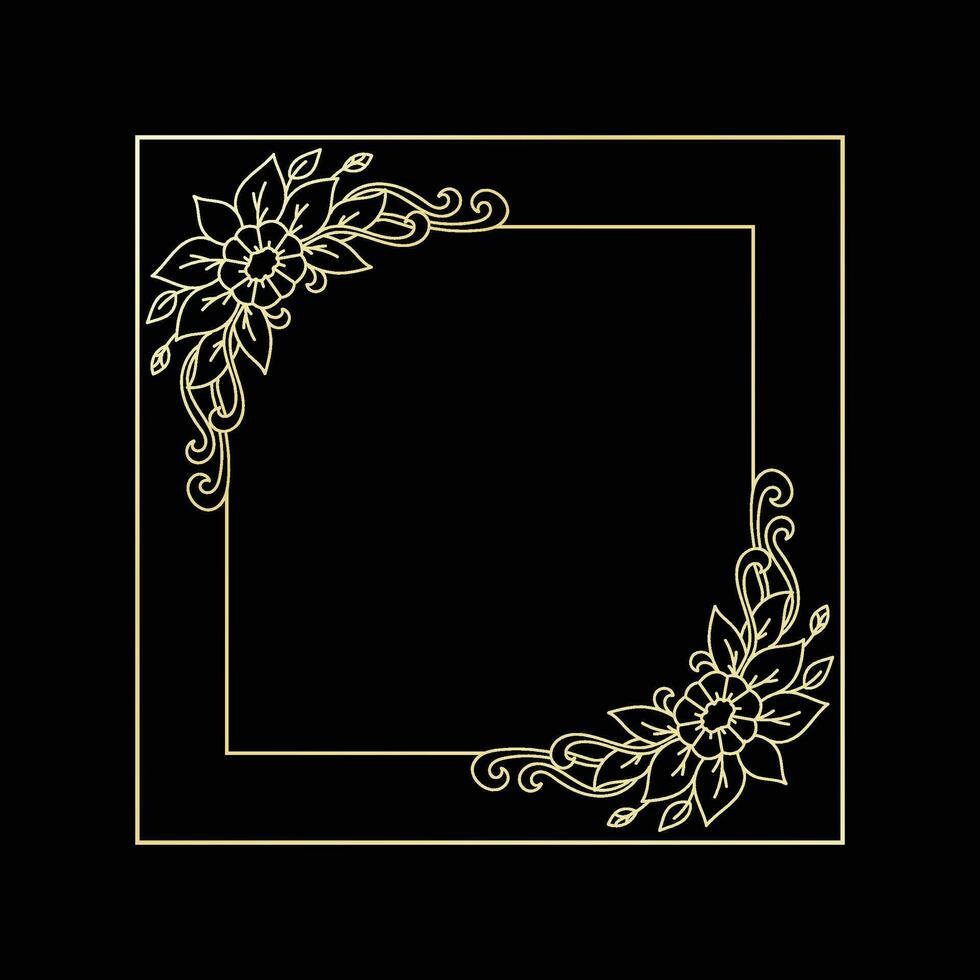 Vintage Square Royal Border Frame with Flower Ornaments vector