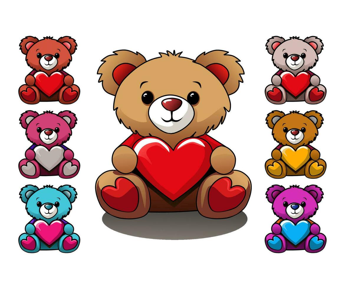 valentines day vector background with a teddy bear with hearts for banners, cards, flyers, social media wallpapers, etc. Vector illustration
