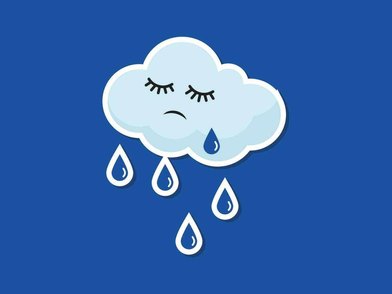 Sad cry cloudy printable sticker vector