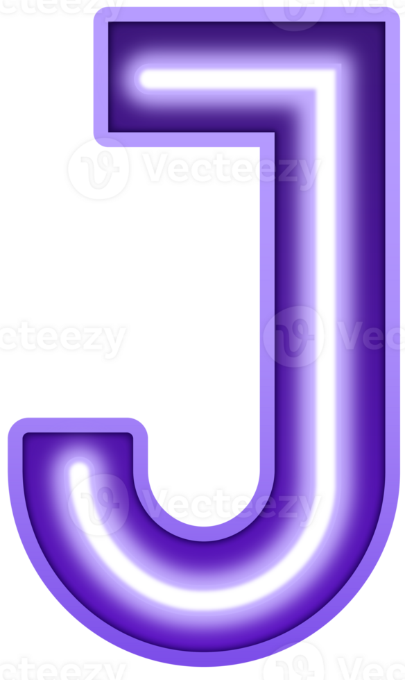 Neon Light Alphabet Letter J png