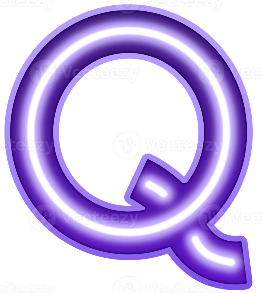 Neon Light Alphabet Letter Q png