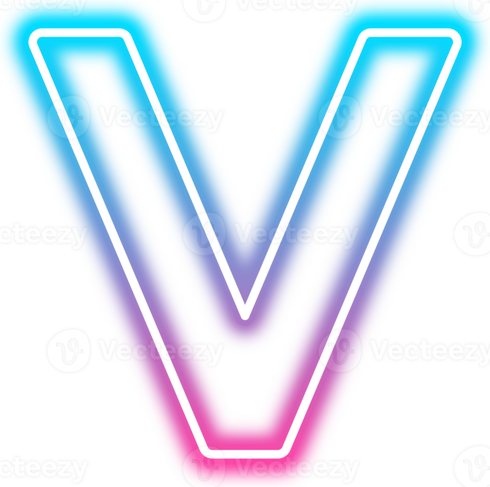 Neon Glow Alphabet V png