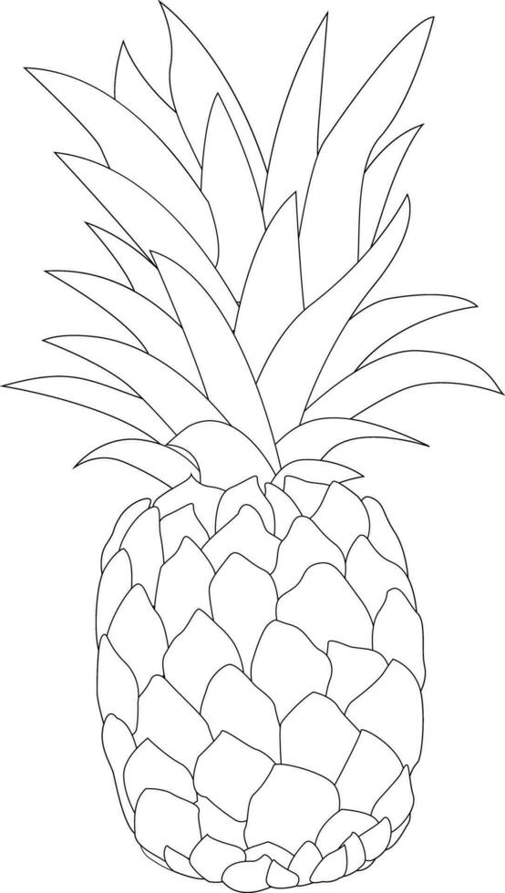 Pineapple silhouette. Pineapple with leaves. Pineapple fruits. Pineapple exotic tropical fruit. Natural product. Healthy eating and diet. Design posters, patches, prints on clothes, emblems. vector