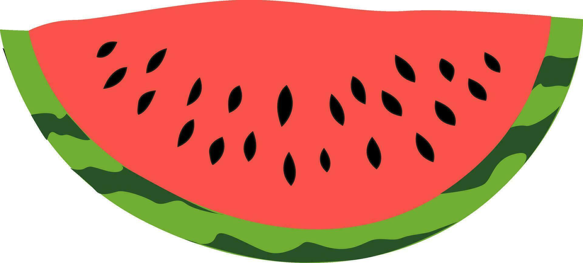 Watermelon slice. Natural, organic dessert sweet, fresh berry. Natural product. Healthy eating and diet. Watermelon. Design of greeting cards, posters, patches, prints on clothes, emblems. vector