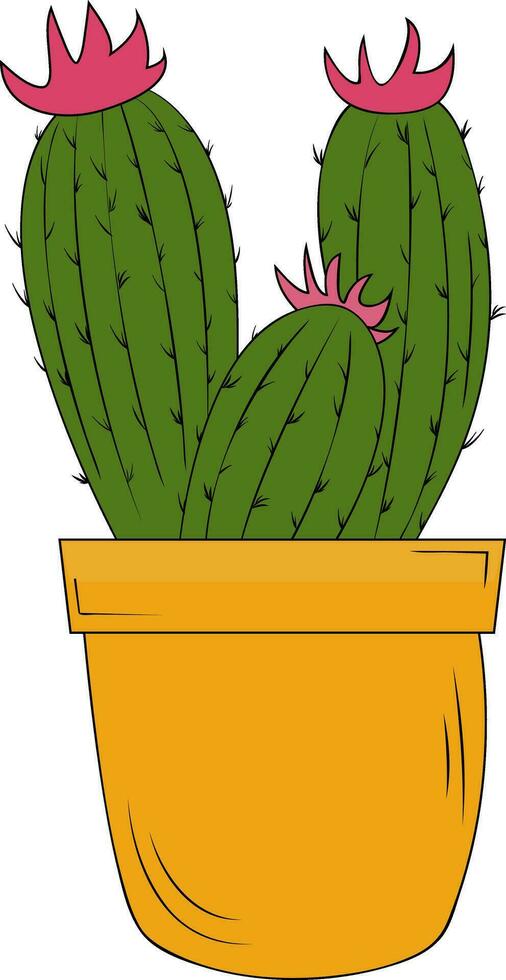 cactus en un maceta en un blanco antecedentes. el cactus ilustración lata ser usado como un imprimir, hogar o jardín decoración. diseño de saludo tarjetas, carteles, parches, huellas dactilares en ropa, emblemas flor. vector