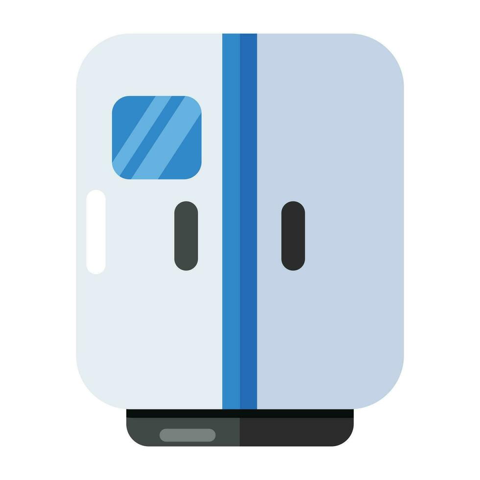 vector diseño de doble puerta refrigerador, plano icono