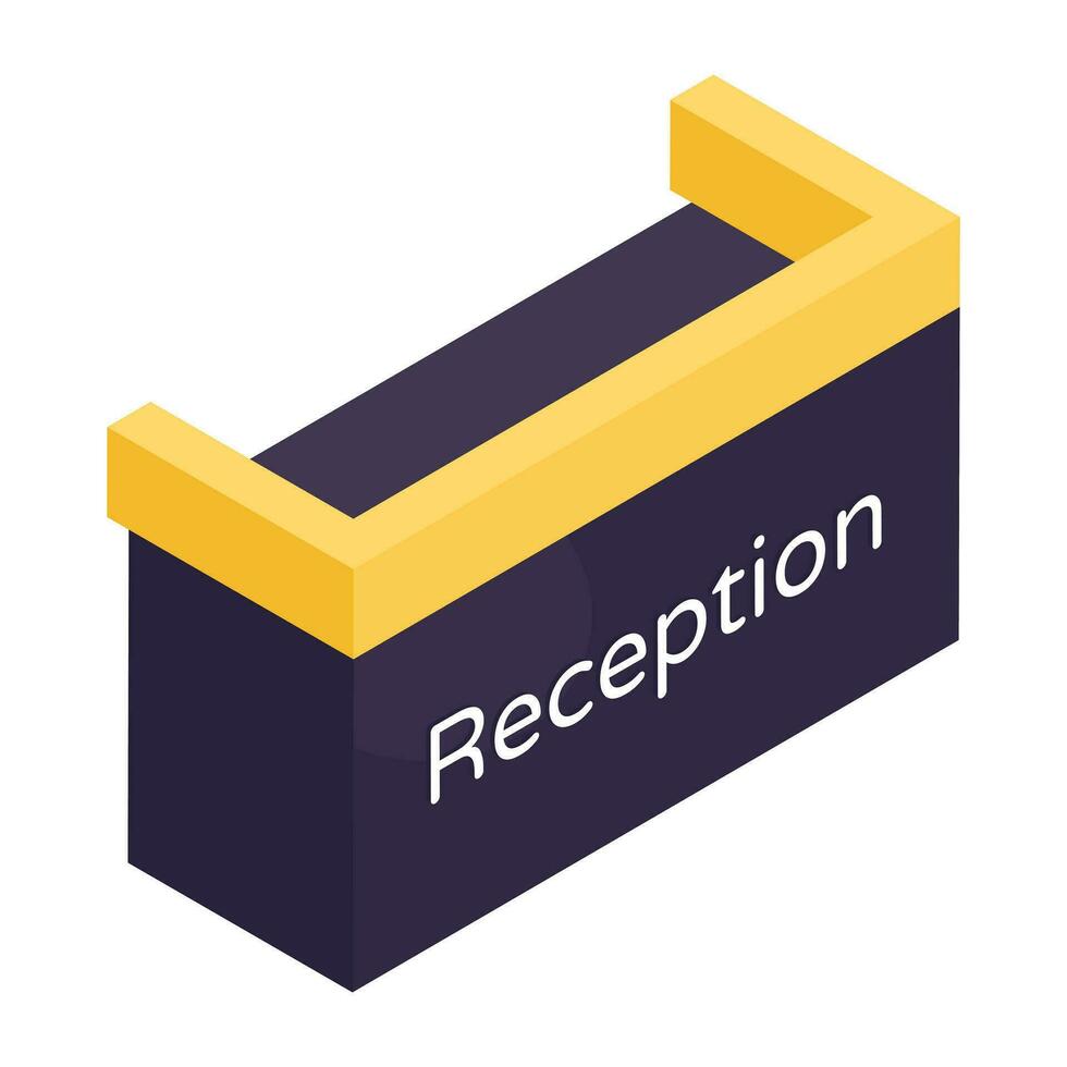 A isometric design icon of reception desk vector