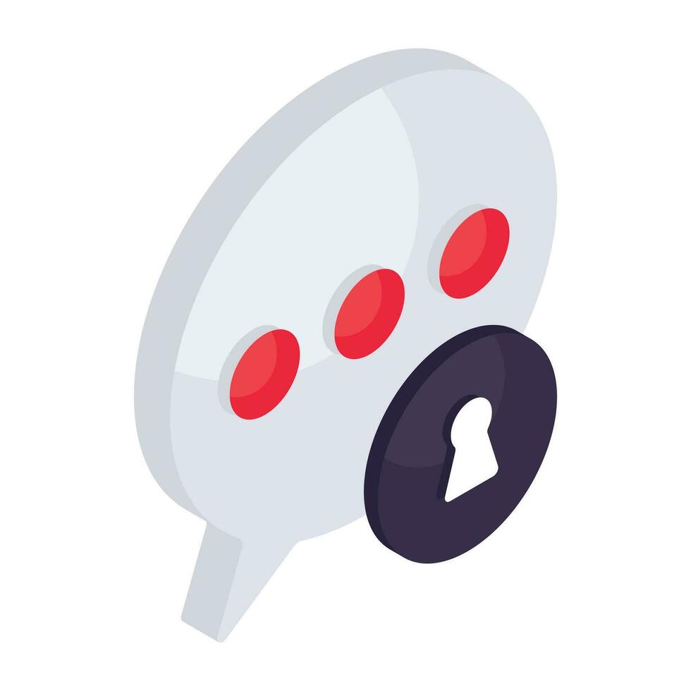 Conceptual isometric design icon of encrypted message vector