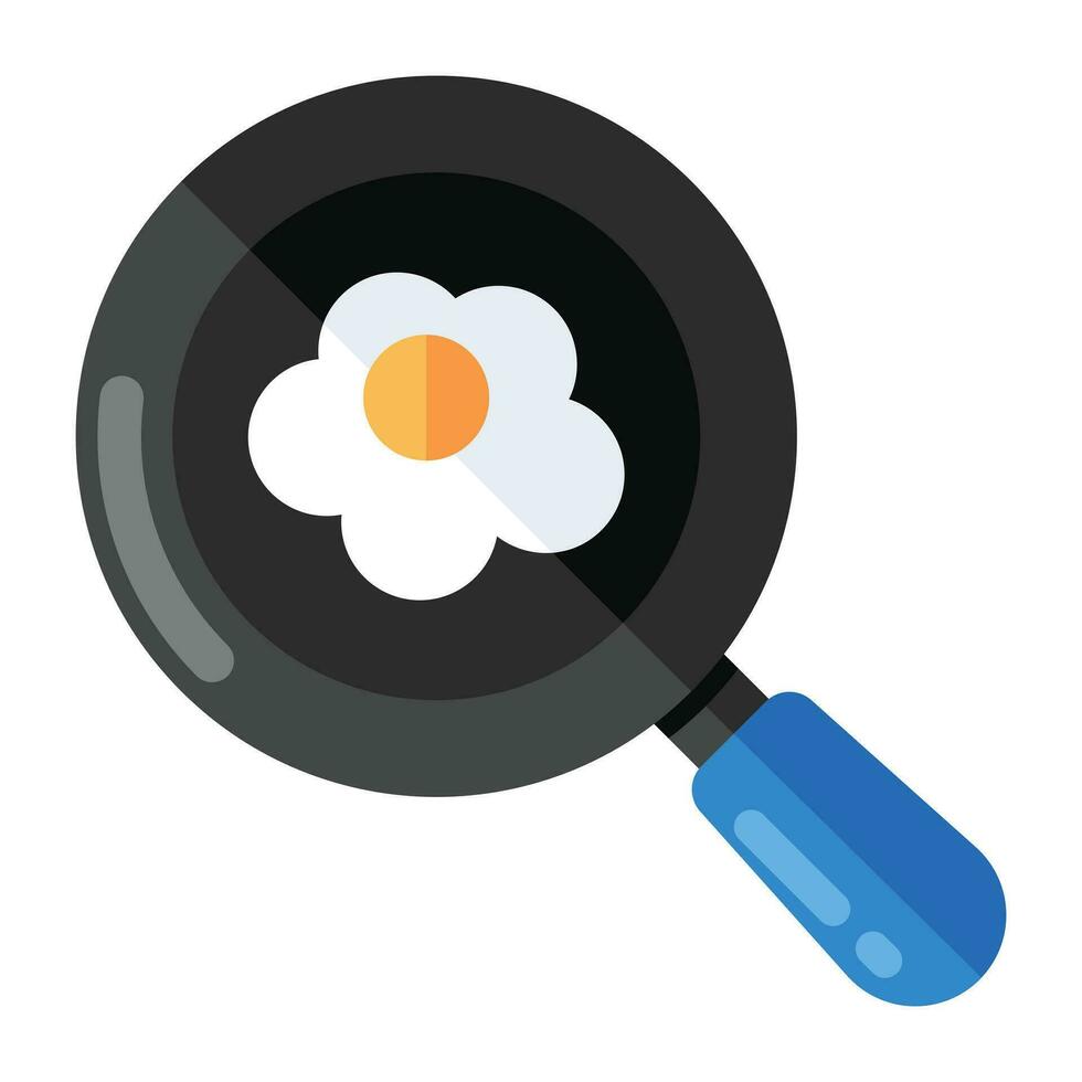 A flat design icon of fried egg vector
