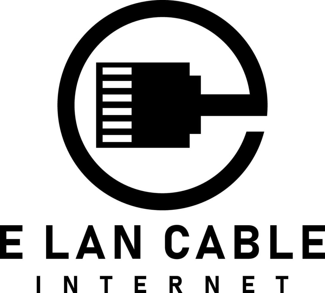 e lan internet cable logo design vector art