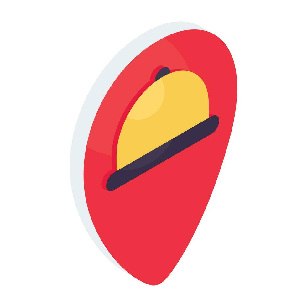 Conceptual isometric design icon of restaurant location vector