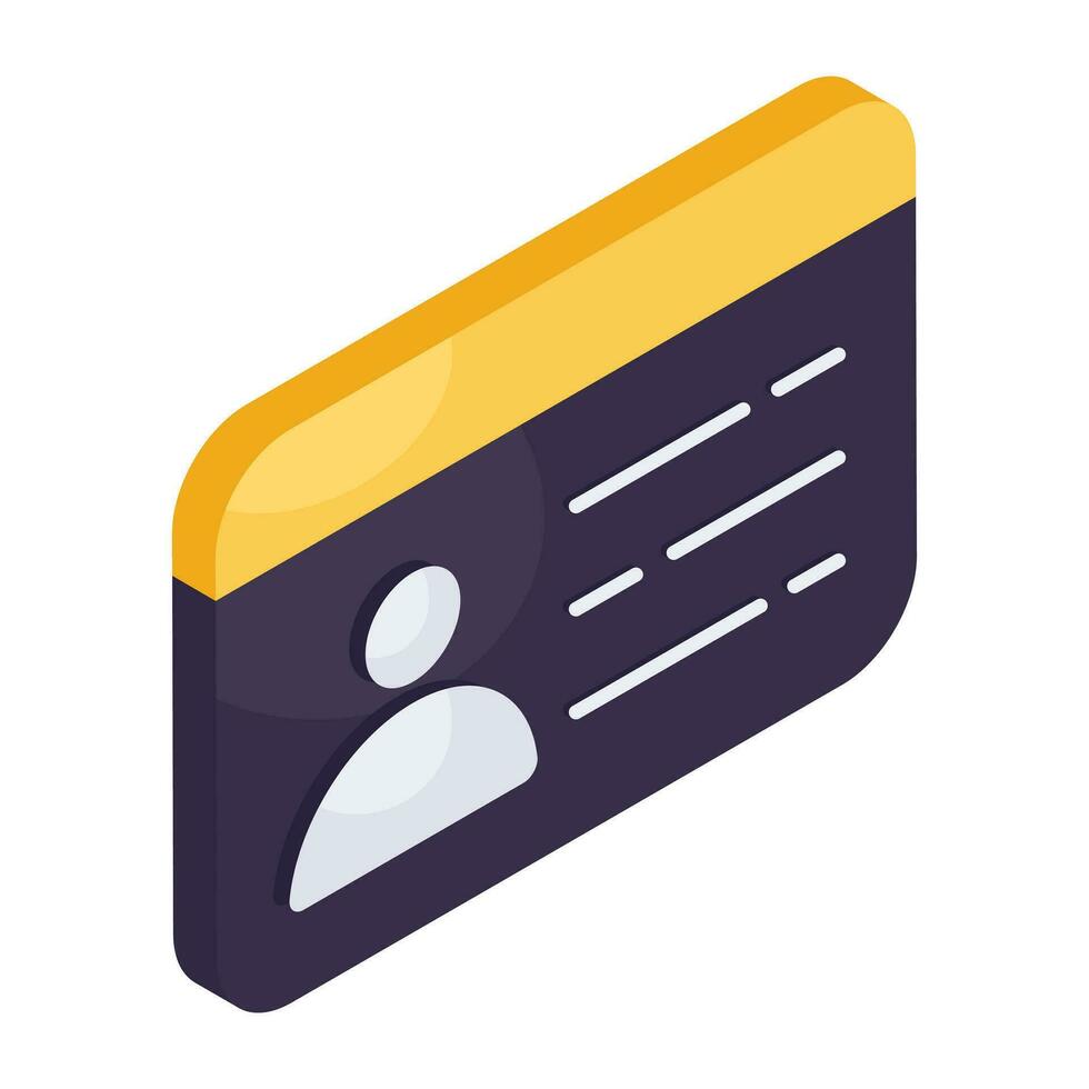 A modern design icon of I'd card vector