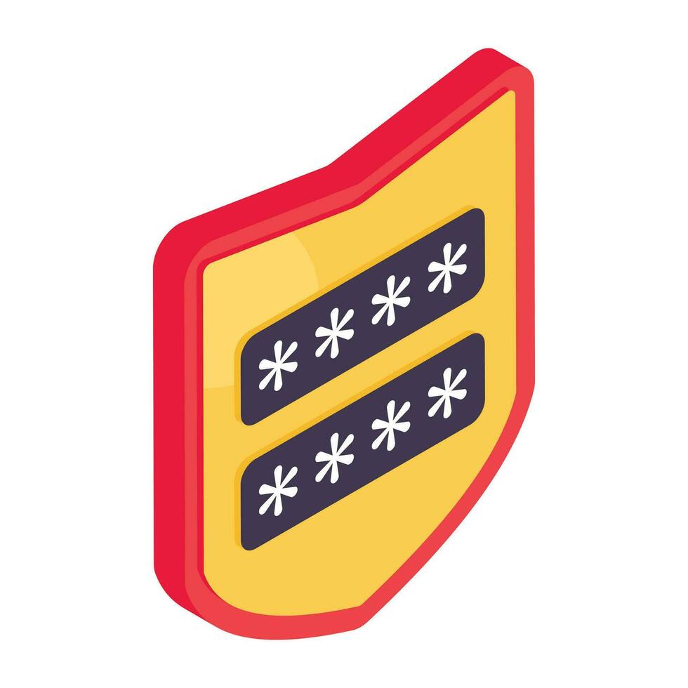 An editable design icon of password shield vector